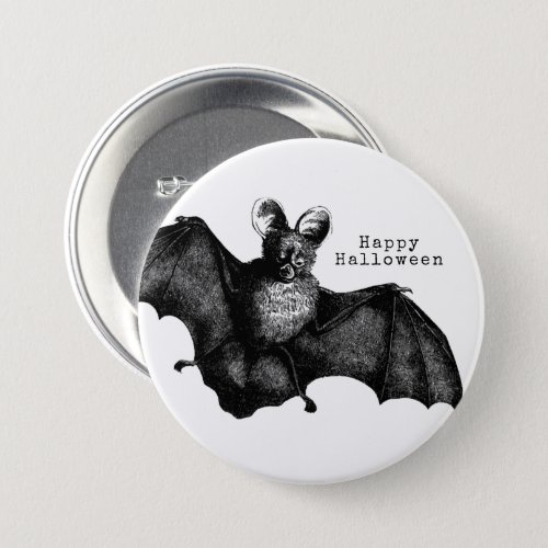 Creepy Flying Vintage Bat Halloween Button