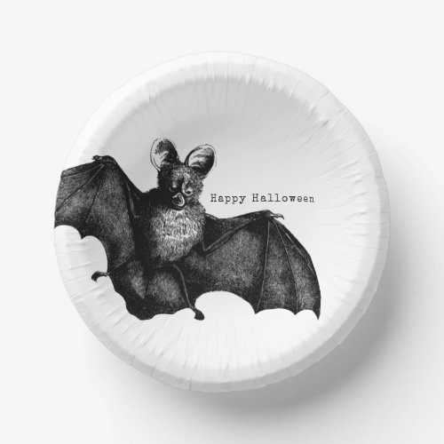 Creepy Flying Vintage Bat Halloween Party Paper Bowls