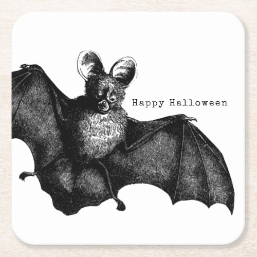 Creepy Flying Vintage Bat Halloween Party Square Paper Coaster