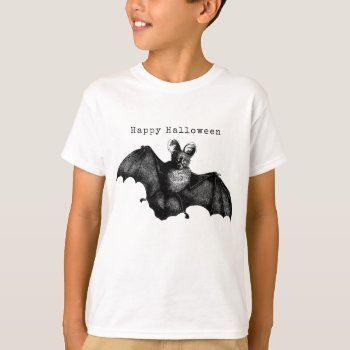 Creepy Flying Vintage Bat Halloween T-shirt by DP_Holidays at Zazzle
