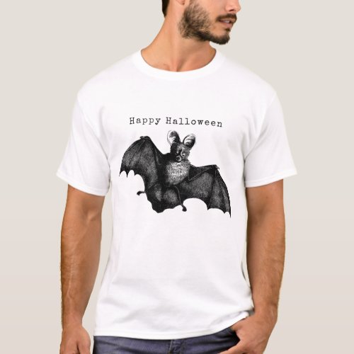 Creepy Flying Vintage Bat Halloween T_Shirt