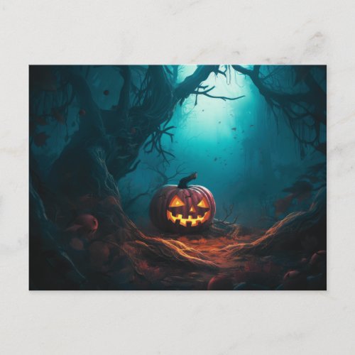 Creepy Forest with Jack_O Lanterns Halloween Holiday Postcard