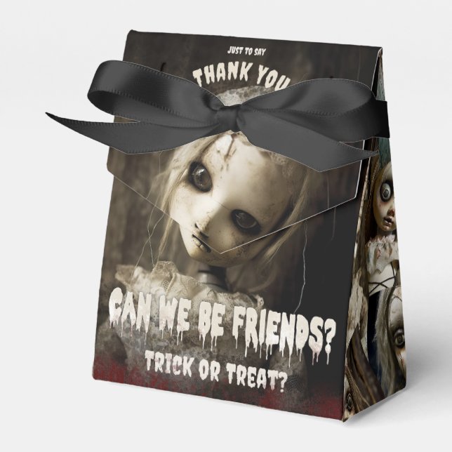 Creepy Friend Spooky Possessed Doll Halloween Favor Boxes (Front Side)