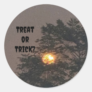 Creepy Full Moon Classic Round Sticker