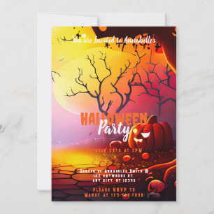 Creepy Full Moon Pumpkins Halloween Party Invitation
