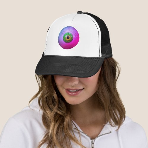 Creepy Fun Purple Green Eye Halloween Trucker Hat