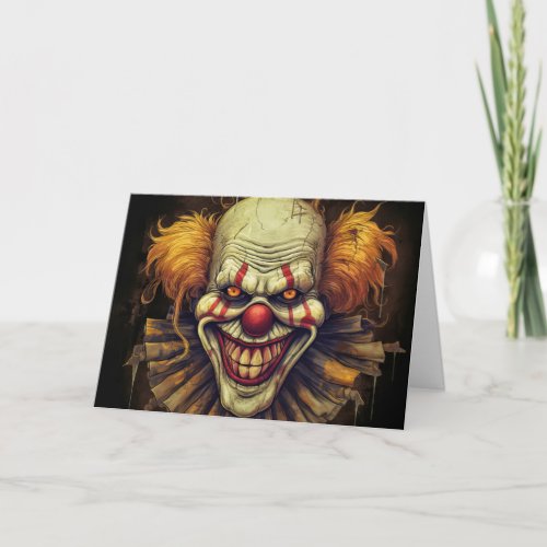 Creepy Funhouse Clown  Happy Halloween Card