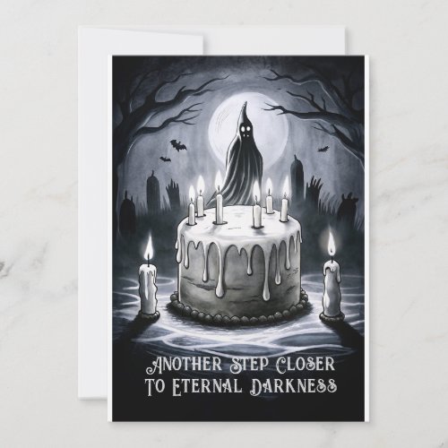 Creepy Funny B_day Greeting Ghost Cake Holiday Card