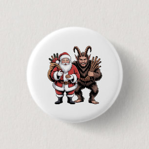 Creepy Funny Horror Santa Claus Krampus Christmas Button