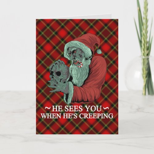 Creepy Funny Horror Santa Claus Krampus Christmas Card