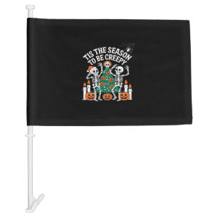 Creepy Funny Skeleton Halloween Spooky Car Flag