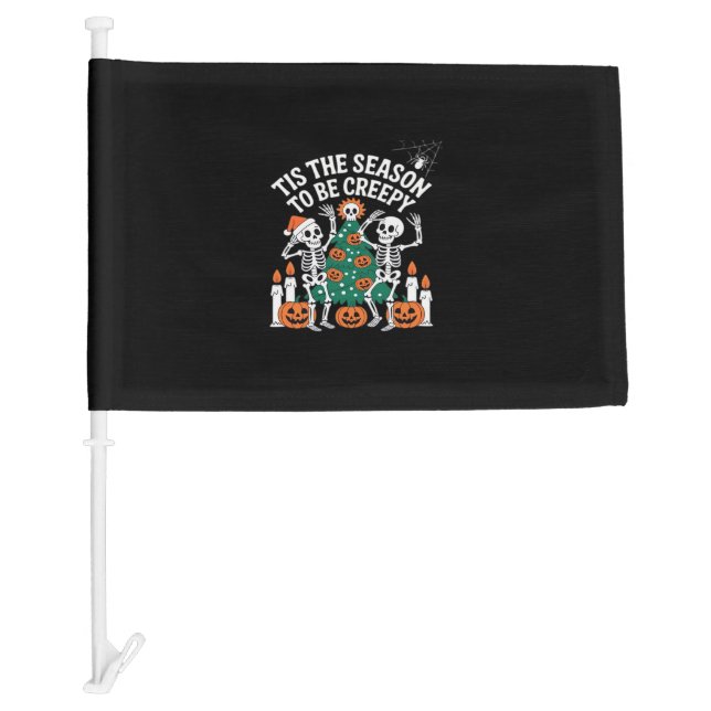Creepy Funny Skeleton Halloween Spooky Car Flag (Front)