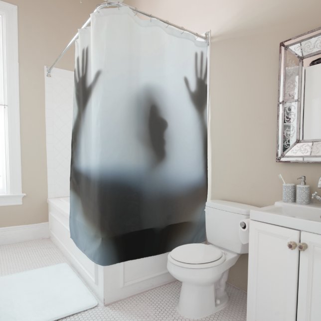 Creepy Funny Surrender Man Shower Curtain (In Situ)