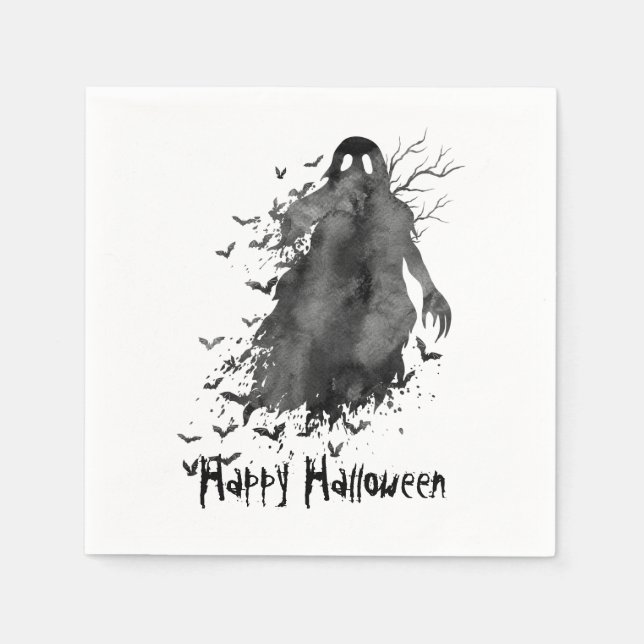 Creepy Ghost Halloween Paper Napkins (Front)