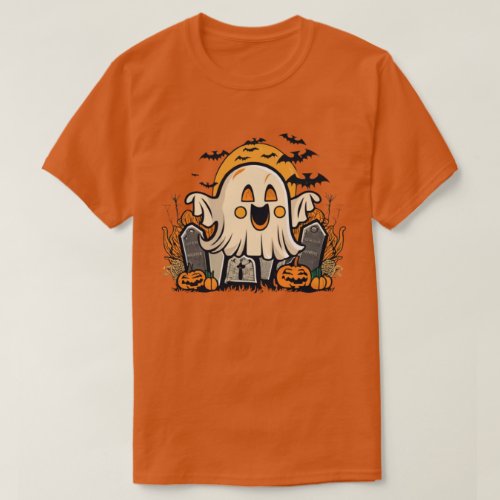 Creepy Ghost In The Cemetery Halloween T_Shirt