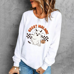 Creepy Ghost Malone with spooky Pumpkin Halloween  Sweatshirt