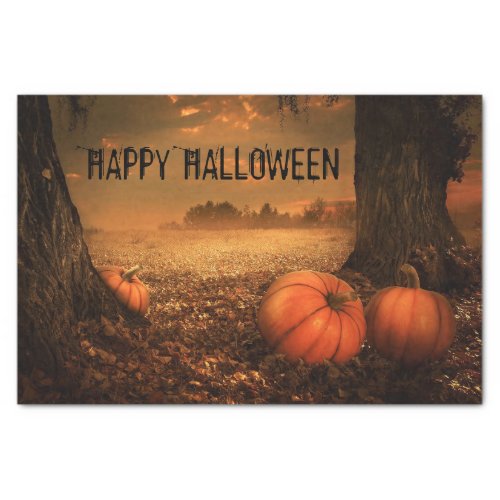 Creepy Ghost Spooky Orange Pumpkin Halloween Tissue Paper