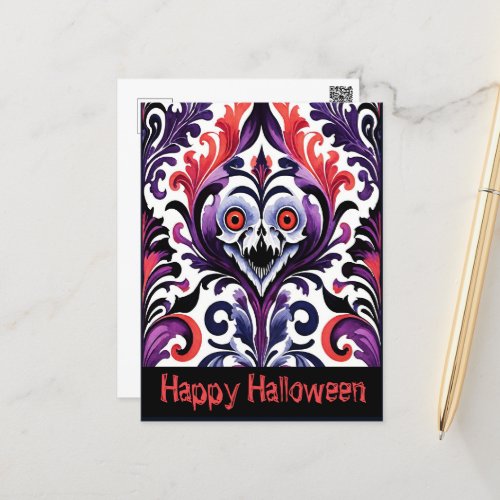 Creepy Ghoul Goth Halloween Horror Holiday Postcard