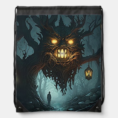 Creepy Ghoulish Spooky Haunted Tree Drawstring Bag