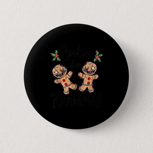 Creepy Gingerbread Cookies For Krampus Xmas Goth H Button (Front)