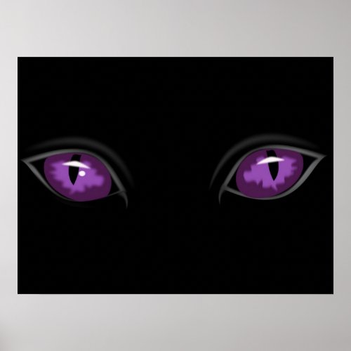 Creepy Glossy Animal or Cat Eyes Dark of Night Poster