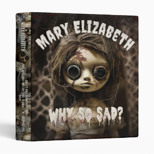 Creepy Goggle-Eyed Haunted Possessed Doll 3 Ring Binder