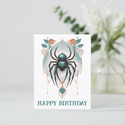 Creepy Goth Spider Gothic Birthday Wishes Postcard