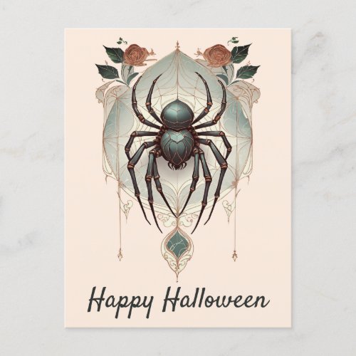 Creepy Goth Spider Gothic Halloween Wishes Postcard