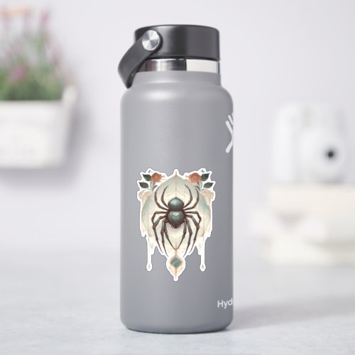 Creepy Goth Spider in Spiderweb Sticker