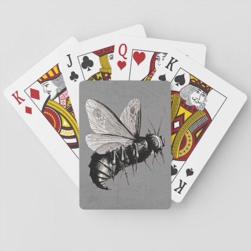 Creepy Gothic Bee Skull Wings Insect Playing Cards