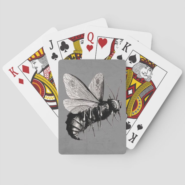 Creepy Gothic Bee Skull Wings Insect Poker Cards (Back)