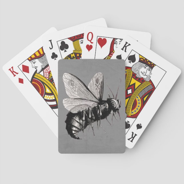 Creepy Gothic Bee Skull Wings Insect Poker Cards (Back)