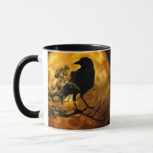 Creepy Gothic Black Raven Halloween Mug