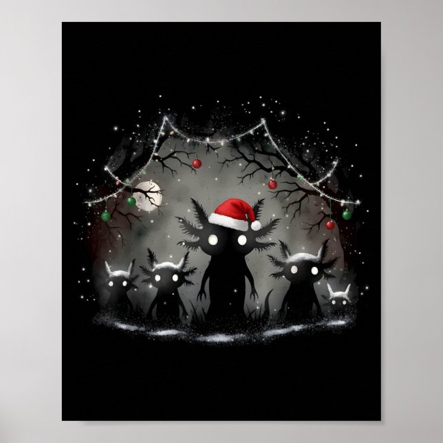 Creepy Gothic Christmas Axolotl Aesthetic Horror N Poster (Front)