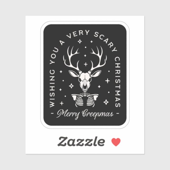 Creepy gothic Christmas reindeer skeleton Sticker (Sheet)