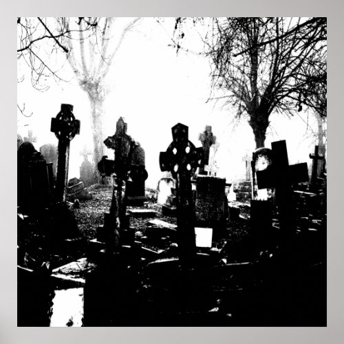 Creepy Gothic Graveyard Poster