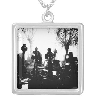 Creepy Gothic Graveyard Silver Plated Necklace