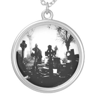 Creepy Gothic Graveyard Silver Plated Necklace