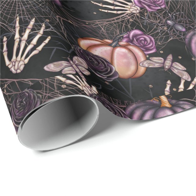 Creepy Gothic Halloween spiderwebs Wrapping Paper (Roll Corner)