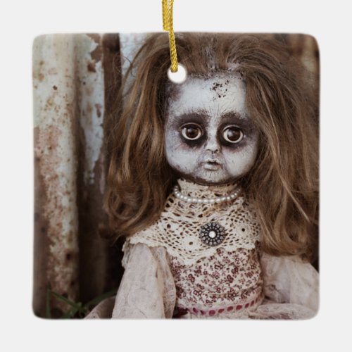 Creepy Gothic Porcelain Doll Victorian Goth Ceramic Ornament