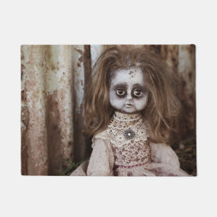 Creepy Gothic Porcelain Doll Victorian Goth Doormat