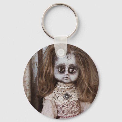 Creepy Gothic Porcelain Doll Victorian Goth Keychain