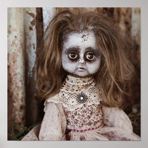 Creepy Gothic Porcelain Doll Victorian Goth Poster