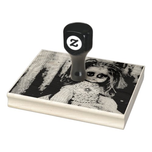 Creepy Gothic Porcelain Doll Victorian Goth Rubber Stamp