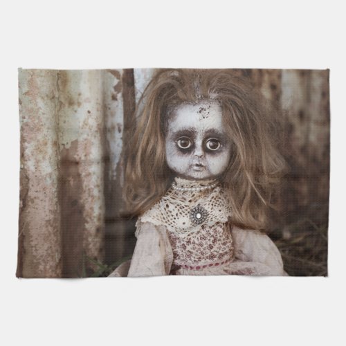 Creepy Gothic Porcelain Doll Victorian Goth Towel