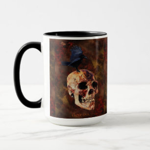 Creepy Gothic Skull and Crow - Halloween Horror Mug