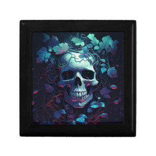Creepy Gothic Skull Art with Twisted Vine Leaves Gift Box