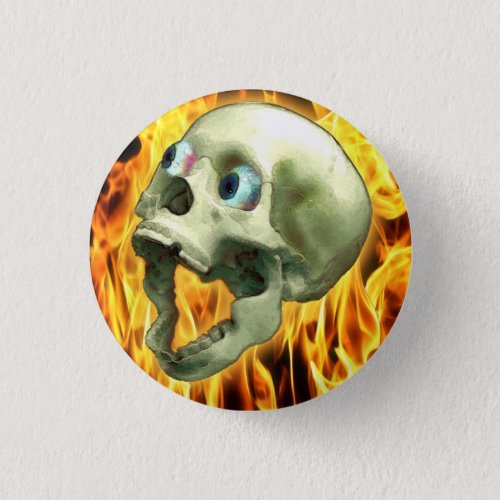 Creepy Gothic Skull Flames Halloween Horror Button