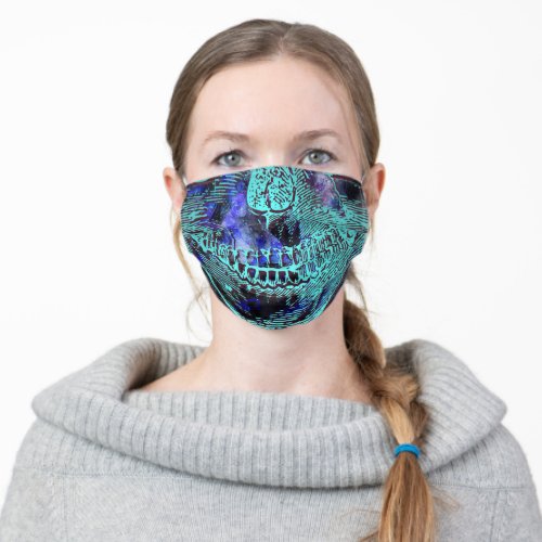 Creepy Gothic Skull Jaw Blue Purple Black Adult Cloth Face Mask