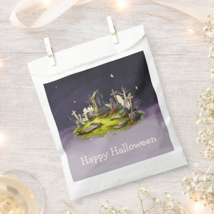 Creepy Graveyard Foggy Ground Happy Halloween Favor Bag